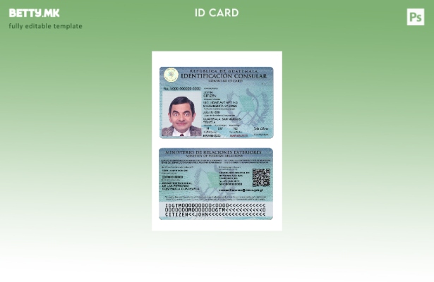 Модерен стил шаблон за конзуларна лична карта на Гватемала